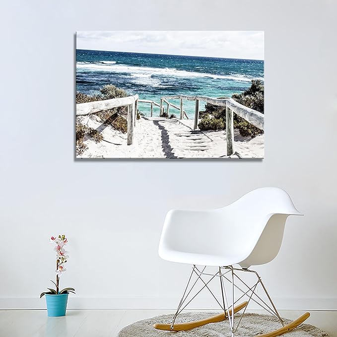 DZL Art S74281 Rottnest Island Beach Seascape Painting Sea Nature Pictures Wall Art Canvas Prints Painting Ready to Hang for Living Room Bedroom Decor Office Wall Decor Home Decoration