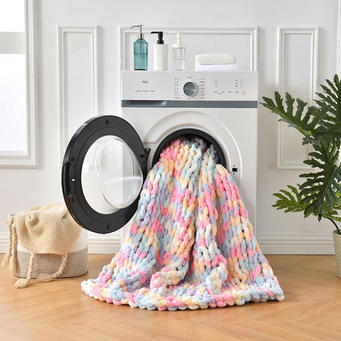 Ultra Soft Chunky Knit Blanket Throw -50x60 Hand Knitted Warm Chenille Throw Blanket, Home Decor Soft Thick Yarn Cable Knit Blanket Breathable Fleece Banket Christmas for Couch Bed Sofa Best GIF