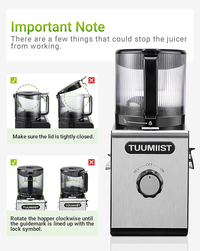Cold Press Juicer Machines – 6.5'' Large Feed Chute for Whole Fruits & Vegetables, High Juice Yield, Easy To Clean