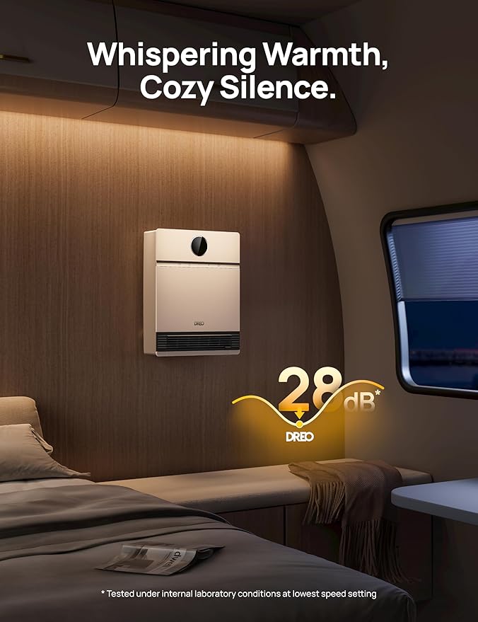 Dreo Smart Wall Heater, IP24 Electric Space Heater with ALCI Plug for Indoor Use, 30° Oscillation, Adjustable Thermostat, Remote Control, Works with Alexa, 24H Timer, Easy-mounted Heater for Bathroom