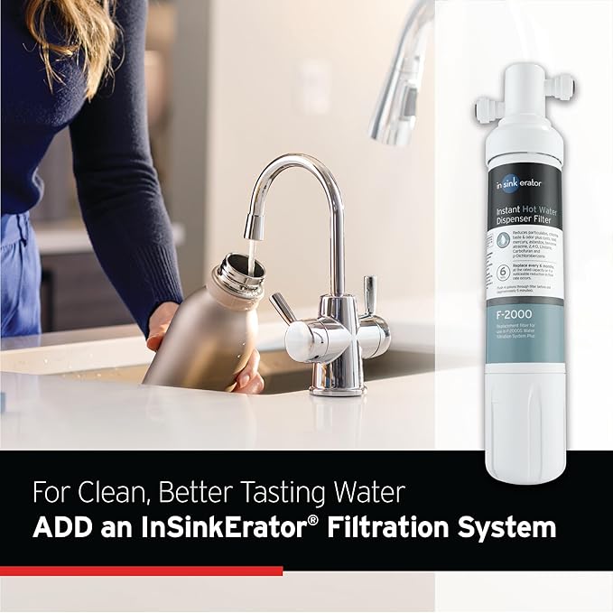 InSinkErator HOT250 Instant Hot and Cold Water Dispenser System, 2-Handle Drinking Water Faucet in Satin Nickel with 2/3-Gallon, Filter-Compatible, Stainless Steel Tank, HC250SN-SS