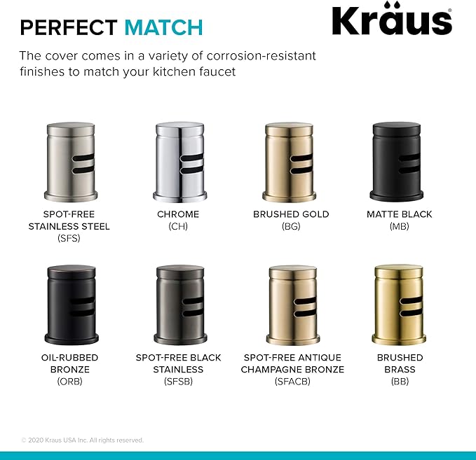 KRAUS Dishwasher Air Gap in Spot Free All-Brite™ Stainless Steel, KAG-1SFS