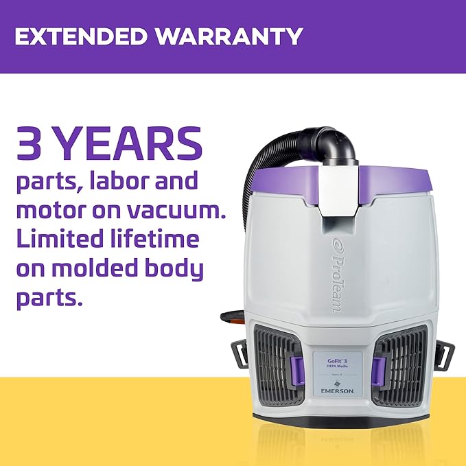 ProTeam GoFit 3 Commercial Backpack Vacuum with Xover Multi-Surface Two-Piece Wand Took Kit, 3 qt, Corded