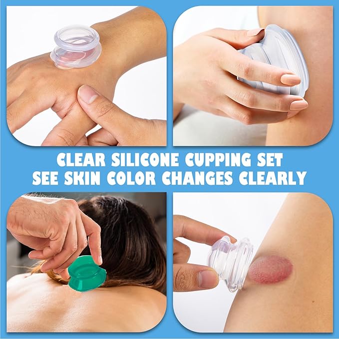 15Pcs Cupping Therapy Set-Professional Silicone Cupping, Suitable for Facial Body Massage/Deep Myofascial Release/Pain Relief/Muscle Relaxation & More (Green,15pcs)