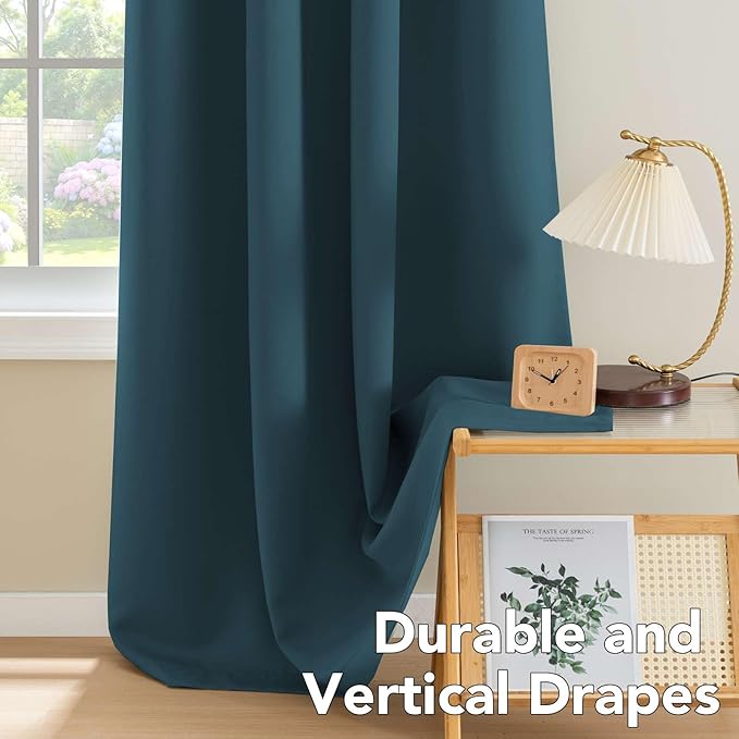 H.VERSAILTEX Premium Blackout Thermal Insulated Room Darkening Curtains for Bedroom/Living Room - Classic Grommet Top (2 Panels, Dark Teal, 52 Inch by 84 Inch)