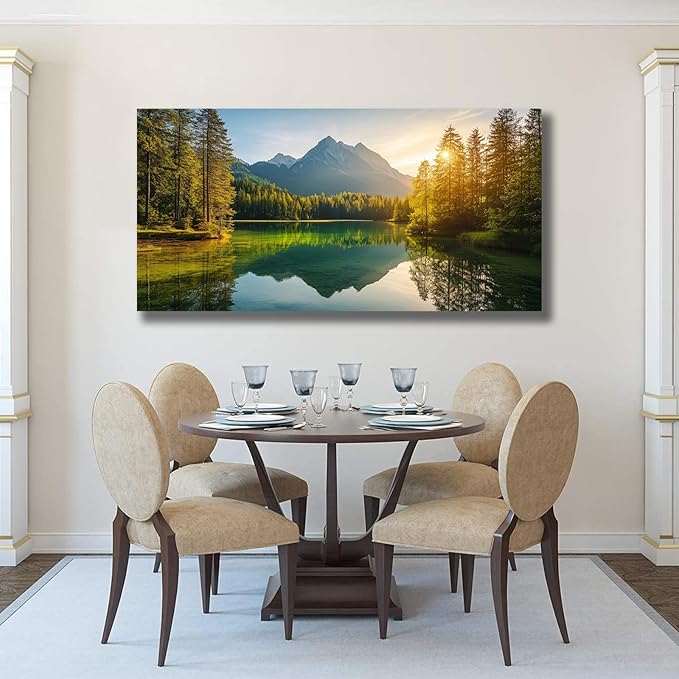 Yuaxker Tree Pictures Wall Decor Green Wall Art Natural Landscape Painting Modern Aesthetic Artwork for Living Room Bedroom Dining Room Office Home Decor 20x40inch