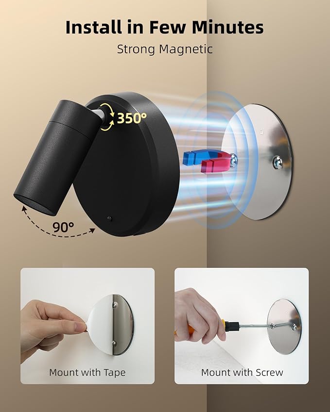 EZVALO Spotlights Indoor with Remote,5500mAh Rechargeable Picture Lights, Wireless LED Uplighting with Timer&Dimmable, 3CCT,Mini Plant Spot Lights for Painting,Artwork,Accent Lighting(4Pack-Black)