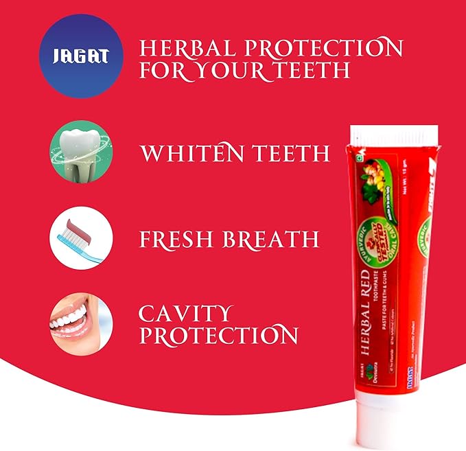 Jagat Devsutra Red Toothpaste | Doctor Recommended Ayurvedic, Organic & Herbal | 100% Natural Teeth Whitening, No Fluoride & Artificial Colors, Gum Cure, Vegan - Pack of 4