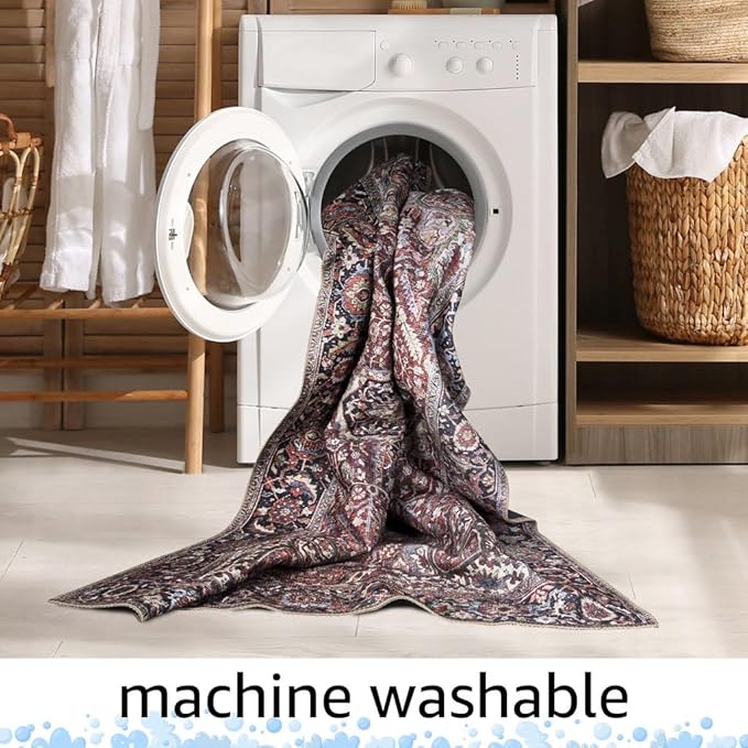 Keen Home Design 3x5 Rug - Machine Washable Entry Rug with Non-Slip Backing, Ideal for Enteryway, Kitchen, Bathroom, Laundry Room - Vintage, Easy Clean, Durable, Low Pile Rug - (3' x 5')
