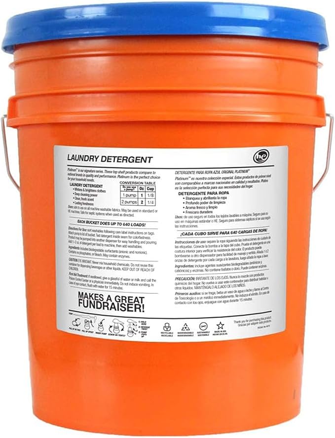 Ultra Fresh 5 Gallon Liquid Laundry Detergent Washing Soap for All Machine Types, 6X Platinum, Up to 640 Loads, Mountain Fresh