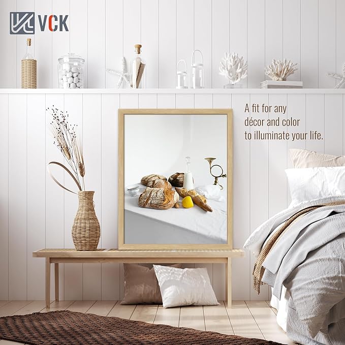 VCK 20x30 Oak Wood Frame for Poster & Picture, Natural Solid Wood Photo Frames 3 Pack, Wall Mounting Hanging