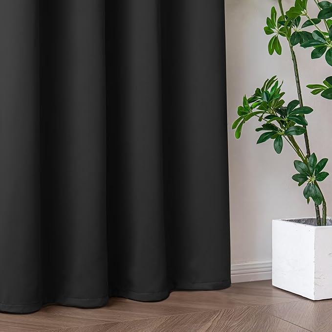 Blackout Curtains 72 Inch Length for Bedroom, Thermal Insulated Blackout Curtains 2 Panels Set, Solid Grommet Privacy Room Darkening Drapes for Living Room Windows(W52 x L72, Dark Grey)