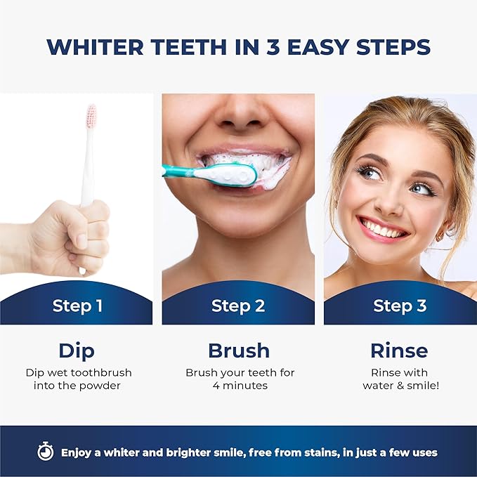 Teeth Whitening Powder - Hydroxyapatite, Remineralizing, Non-Sensitive Formula - Dentist-Approved Tooth Stain Remover & Polisher - Fluoride-Free (30 Grams)