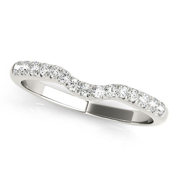 Alliance de mariage en or blanc 14 carats sertie de diamants courbés (1/5 carat au total)