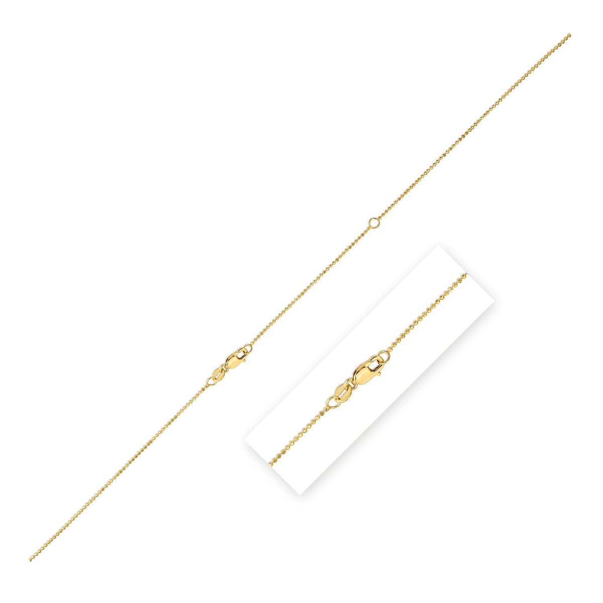 Chaîne à billes double extensible en or jaune 14 carats (1,00 mm)