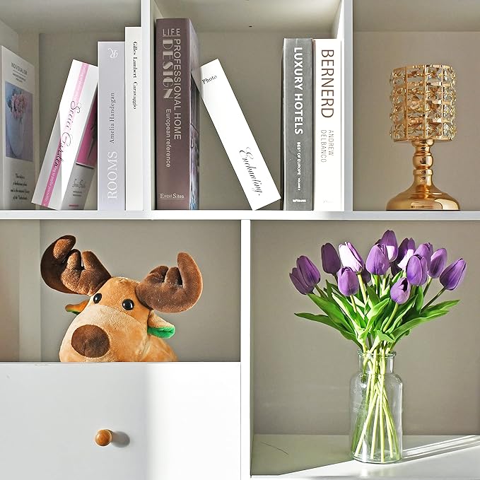 Mandy's Artificial Tulips 20 Stems Lilac PU Faux Flowers for Wedding Home Decor 13.5 Inch