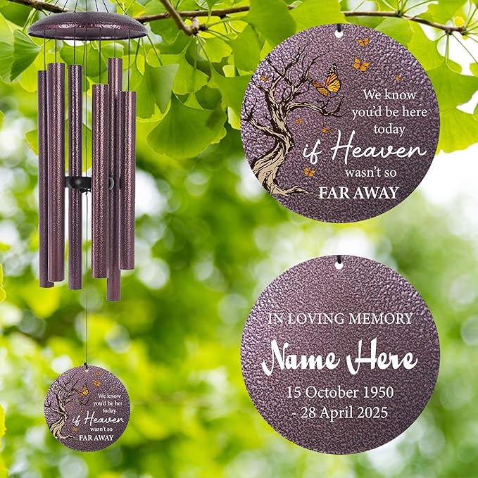 Cardinal Sympathy Wind Chimes Personalized, Windchimes in Memory of a Loved One/Mother, Sympathy Gifts Wind Chimes for Funeral Bereavement Condolences, Memorial Wind Chime