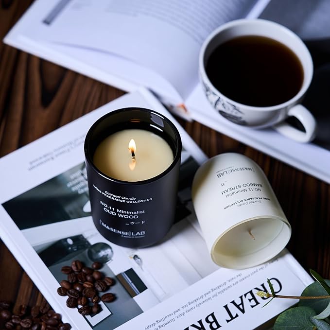 M&SENSE Natural Soy Candle| Rose & Lychee | 16.6 oz, 95H Burn | Minimalist Scented Candle for Relaxation, Gifting, Home Décor | for Bedroom, Office, Party Large