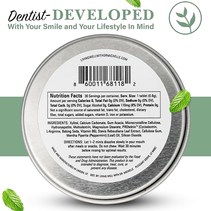 RE-MINTS – Remineralizing Breath Mints with Hydroxyapatite + Xylitol – Fluoride-Free, Dentist-Developed, Enamel Support, Clean Ingredients – 30 Mints