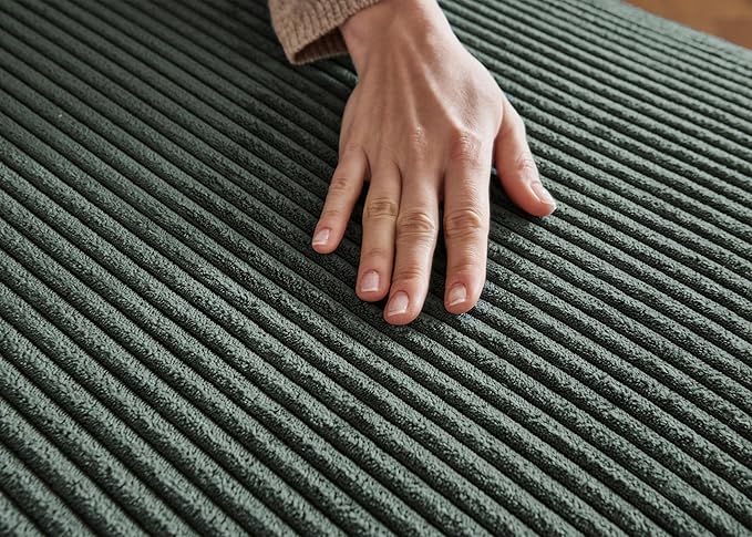 Nolany Corduroy Sectional Couch with Storage Ottoman, Sleeper Sectional Sofa, Modular Sectional Couches for Living Room, Green