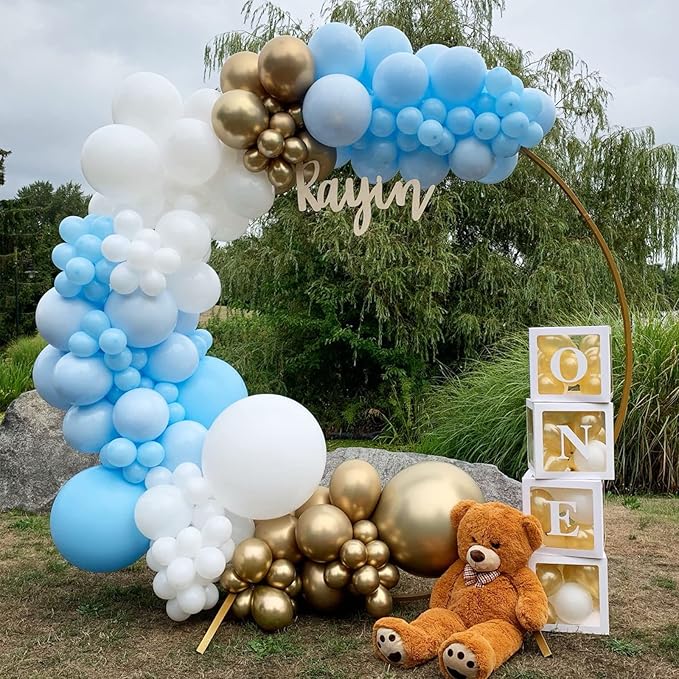 130pcs Light Blue Balloons Different Sizes 18" 12" 10" 5" Baby Blue Balloons for Boys Girls Birthday Baby Shower Gender Reveal Wedding Children's Day Decorations