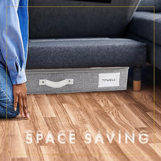HOMELUX THEORY 1pc Under Bed Storage Containers, Bedroom Under the Bed Drawer Storage Organizer with Bins and Lids, Large Underbed Clothes Storage Box Ideal for Blanket, Fabric, & Shoes (LightGray)