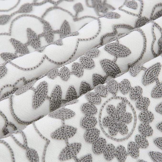 HWY 50 Gray Grey Decorative Throw Pillow Covers 18x18 Inch, Pack of 2 Embroidered Cotton Farmhouse Cushion Cover Pillow Case for Sofa Couch Living Room Bed Bedroon, Little Sunflower Design