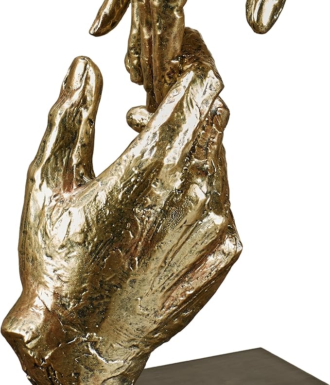 Touch of Class Loving Hands Table Sculpture - Gold - Made of Resin - Contemporary Art Statue - Sign of Love Decor - Modern Hand Statues and Sculptures for Home Desk, Living Room - 11.5 Inches High