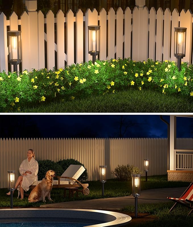 8 Pack Solar Pathway Lights Outdoor IP65 Waterproof Super Brightness Solar Powered Landscape Path Lights for Outside Walkway Driveway Garden