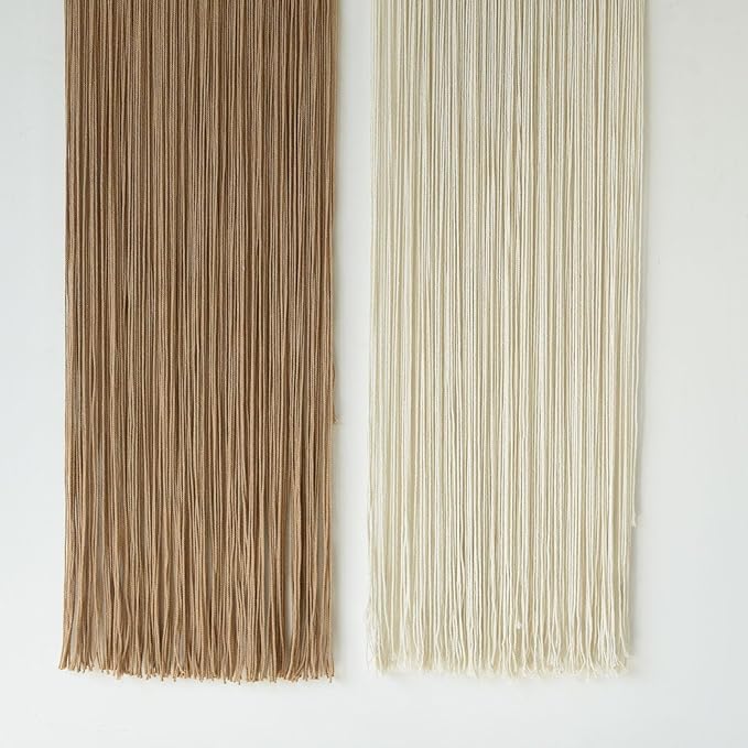 Flber 2 Pcs Macrame Wall Hanging Boho Wall Decor Handmade Macrame Art Tapestry Wedding Macrame Backdrop 13.7" W x 51" L For Living room Bedroom Headboard Decor