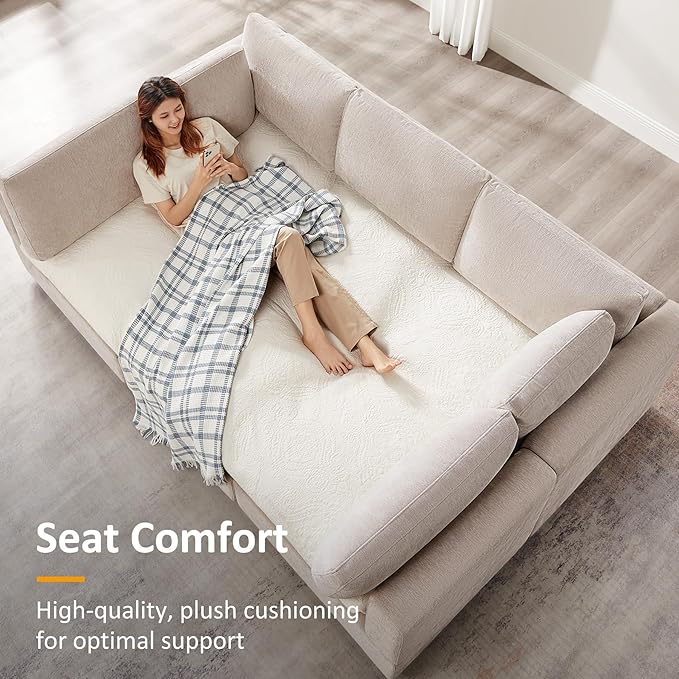 Modular Sectional Sofa, Convertible Couch Modular Sofa Without Ottoman, Sectional Sofas for Living Room Small Apartments