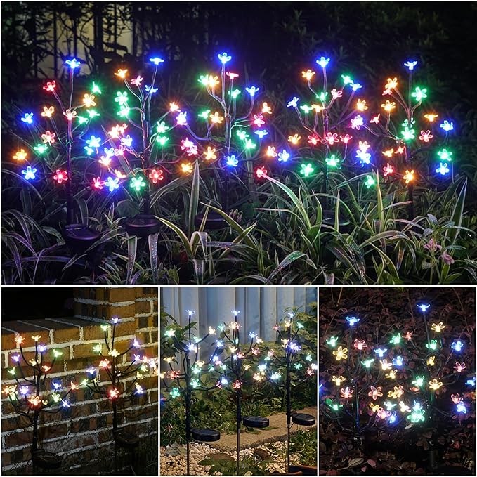 Solar Garden Lights Garden Decor, Solar Flowers Outdoor Decorative,2Pack 40LED Fairy Lights Outdoor Garden Waterproof for Outside Yard,Lawn,Patio,Pathway Decorations Gardening Gifts