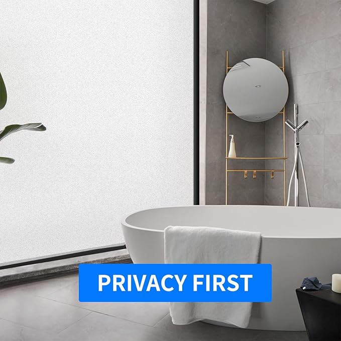 Window Privacy Film with Installation Tools, White Frosted, Static Cling, Anti UV, Heat Control, Ideal for Home Shower Office Glass Door (White Frosted, 23.6X78.7Inch)