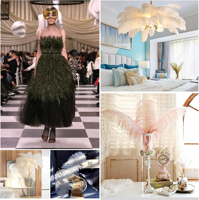 THARAHT Blue Ostrich Feathers 24pcs Natural Bulk 10-12Inch 25cm-30cm for Crafts Wedding Party Centerpieces Easter Gatsbi and Home Decoration Feathers