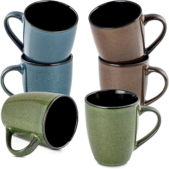 Ceramic Mugs 12oz,Large Ceramic Coffee Cups for Men, Women, Dad, Mom, Modern Coffee Mugs With Handle For Tea,Latte,Cappuccino,Cocoa. (green 4pack)