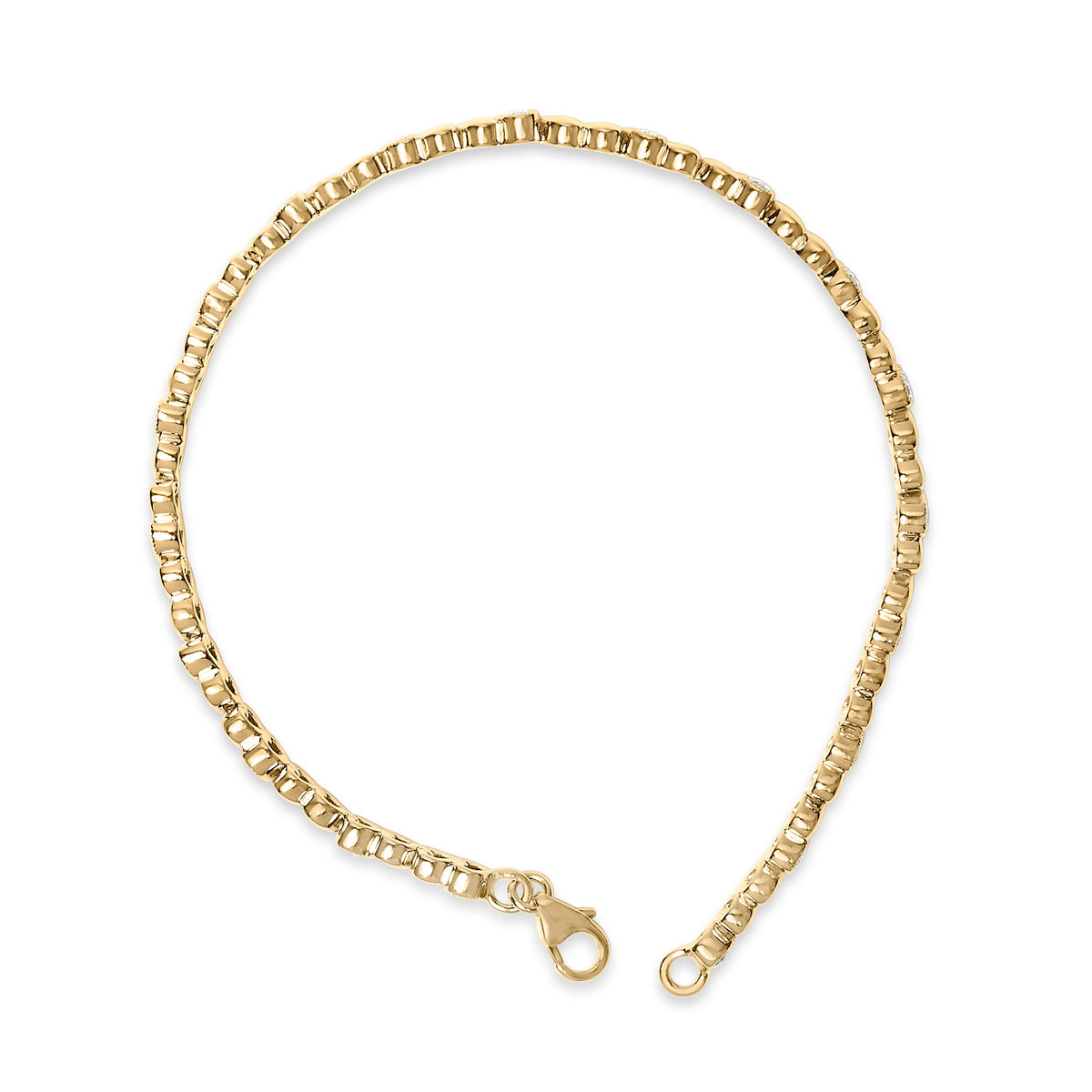 Bracelet jonc en argent sterling 925 plaqué or vermeil avec cœur gonflé serti de diamants (0,14 carat au total)