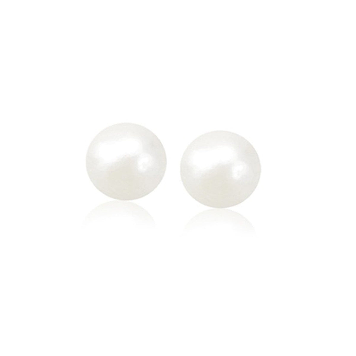 Clous d'oreilles en or jaune 14 carats avec perles de culture d'eau douce blanches (8,0 mm)