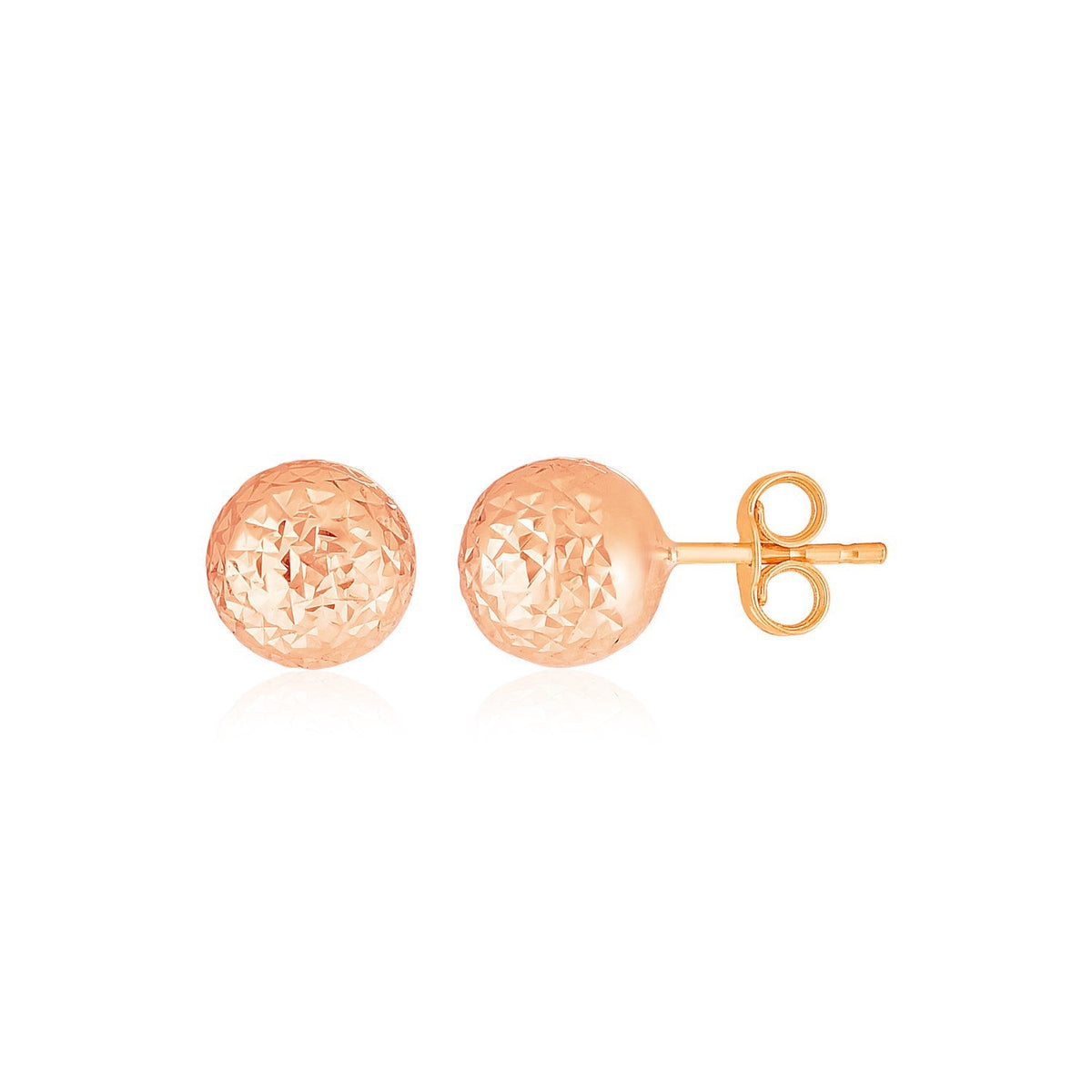 Boucles d'oreilles en or rose 14 carats avec billes et texture taillée cristal
