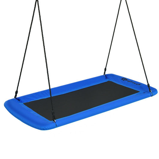 60 Inches Platform Tree Swing Outdoor with 2 Hanging Straps-Blue