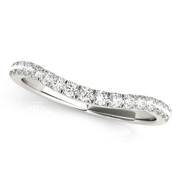 Alliance incurvée en or blanc 14 carats pavée de diamants ronds (poids total 0,25 carat)