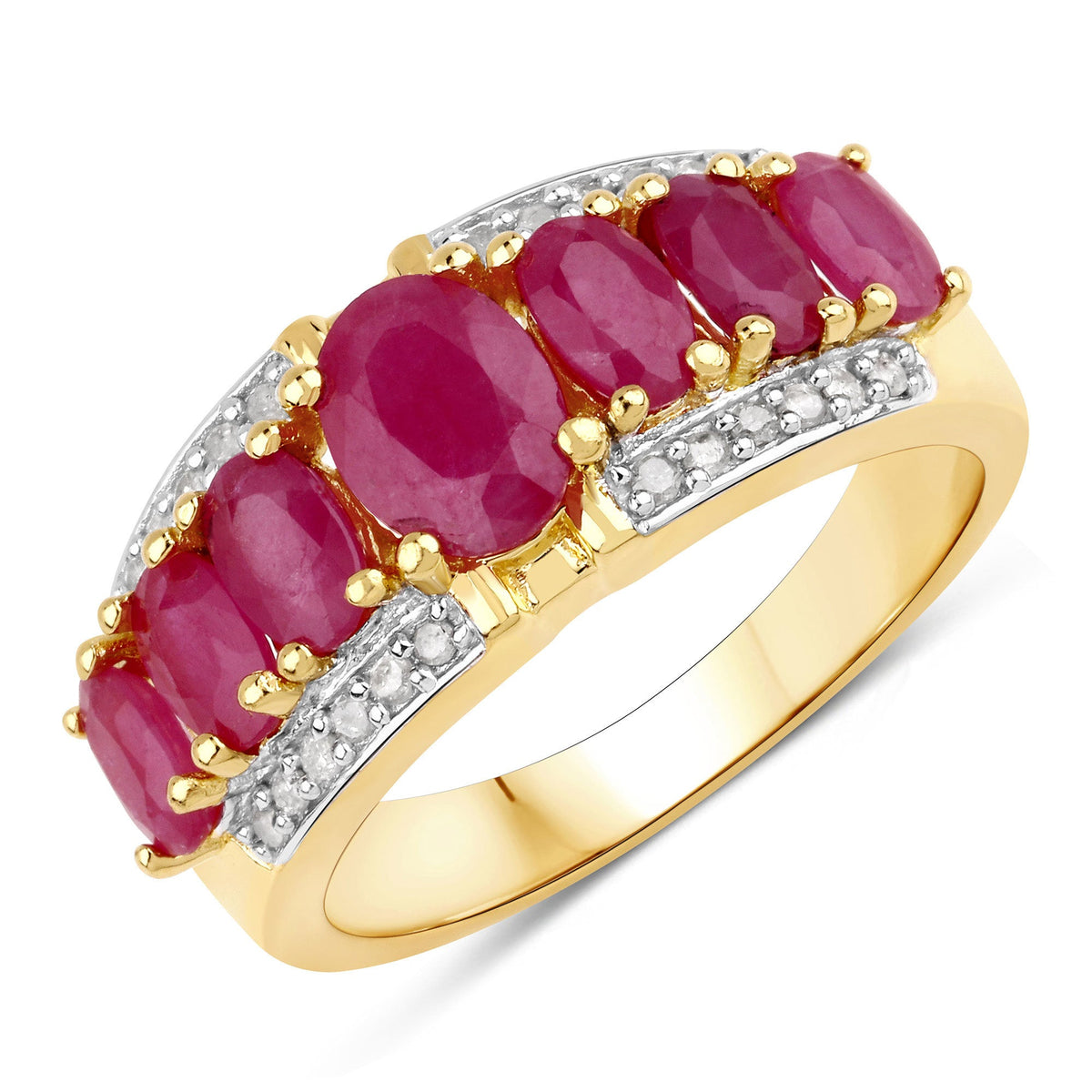Bague en argent sterling .925 avec rubis Johnson véritable de 2,60 carats et diamants blancs