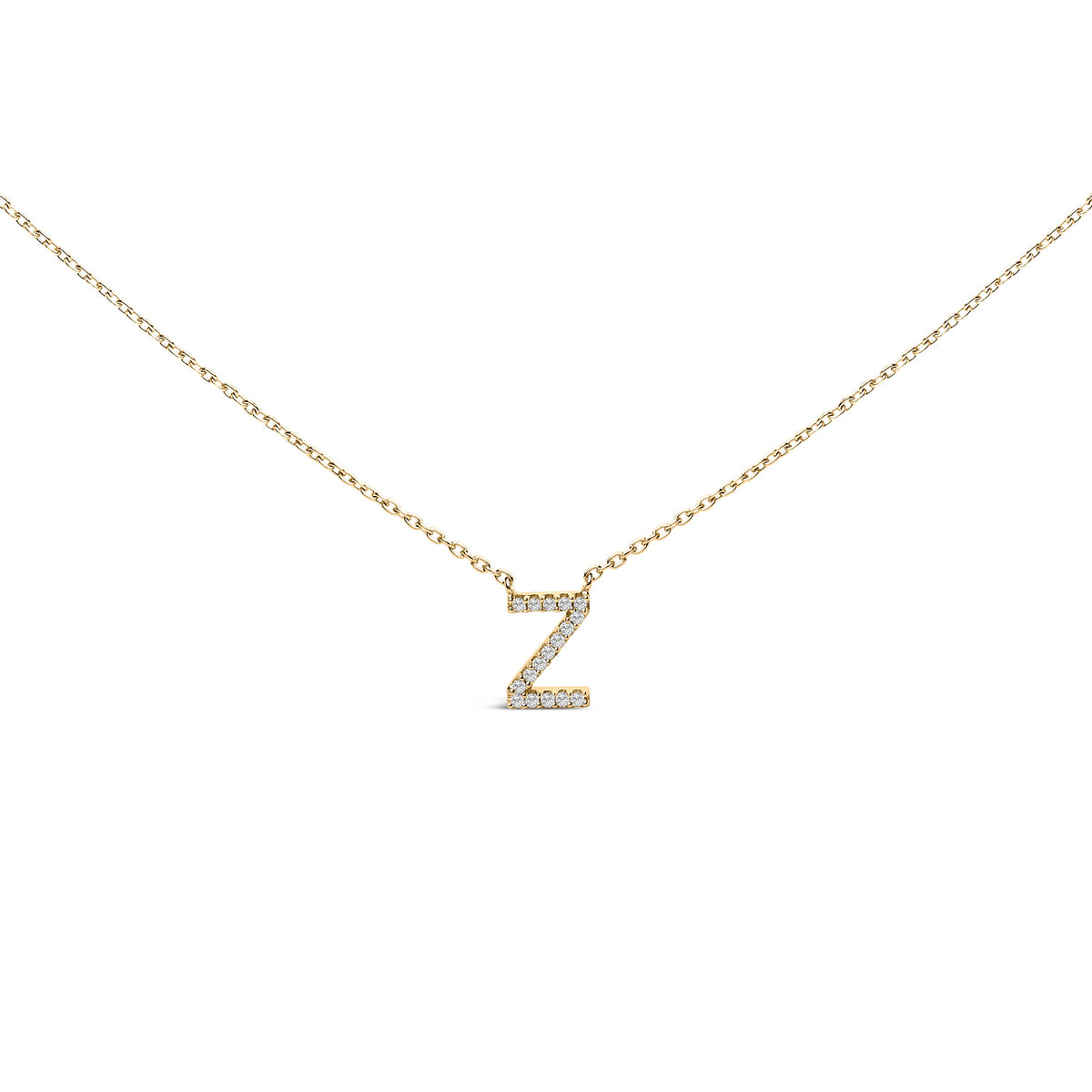 10K White Gold Diamond Accent "A" Block Initial Pendant Necklace