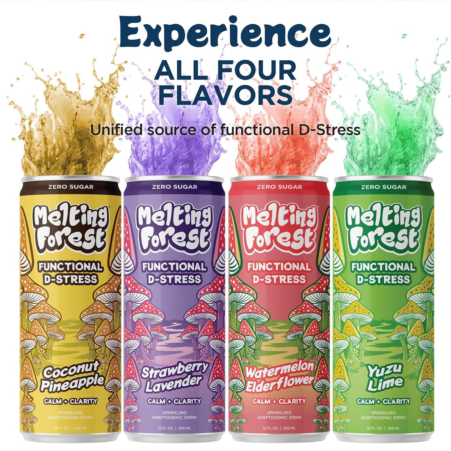 Mushroom D-Stress Drink 12 Pack - Strawberry Lavender