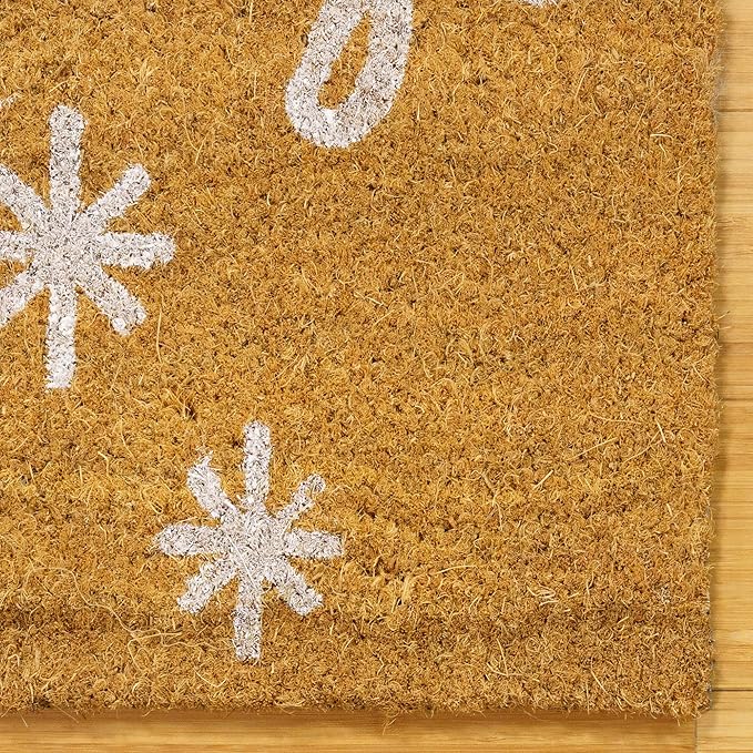 Gertmenian Disney Mouse Doormat Rug Retro Front Door Coir Mat Welcome Home Indoor Outdoor Entryway Carpet, 2-Pack 20x34, Mickey Happy Holidays/Snowflakes