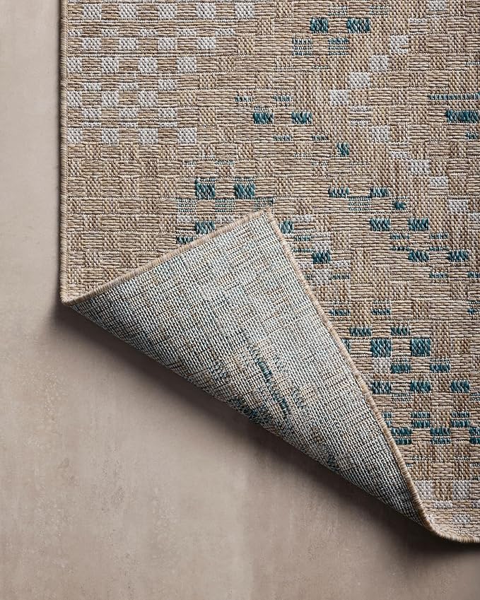 Loloi Amber Lewis Topanga Collection TOP-04 Natural/Aqua 7'-10" x 10' Indoor/Outdoor Area Rug