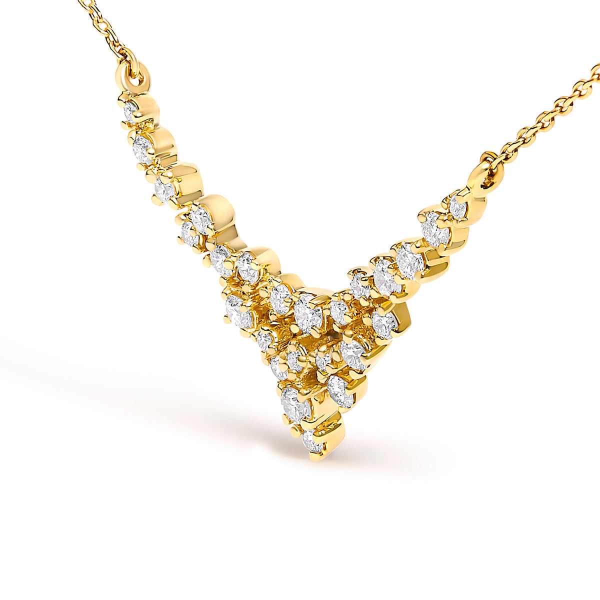 Collier en or jaune 14 carats avec diamants en V dispersés de 0,5 carat (couleur I-J, pureté SI2-I1) - 45,7 cm
