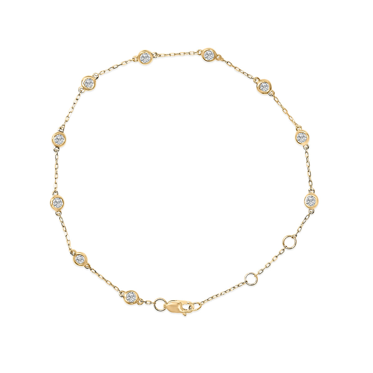 Bracelet jonc 14 carats en or blanc 1/2 carat serti clos de diamants de synthèse