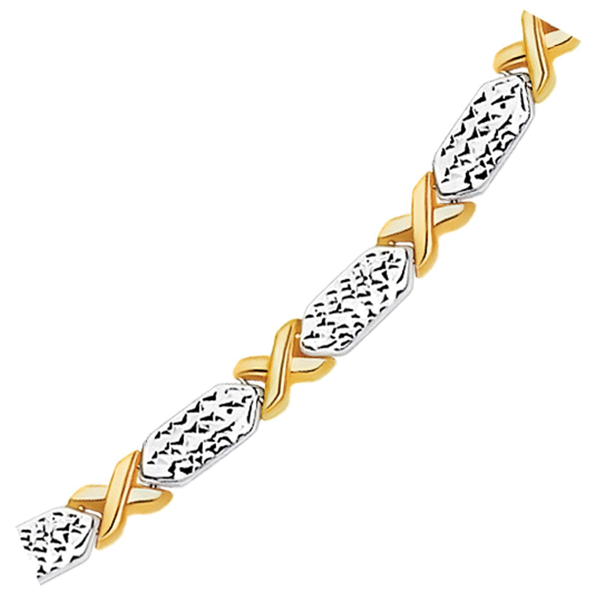 Bracelet fantaisie X en or bicolore 14 carats
