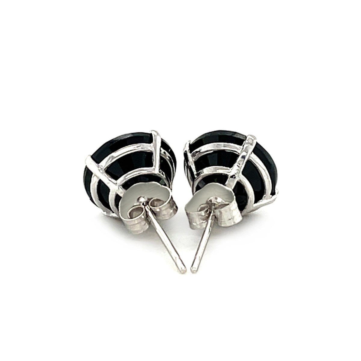 Clous d'oreilles en or blanc 14 carats, oxyde de zirconium noir rond de 8,0 mm