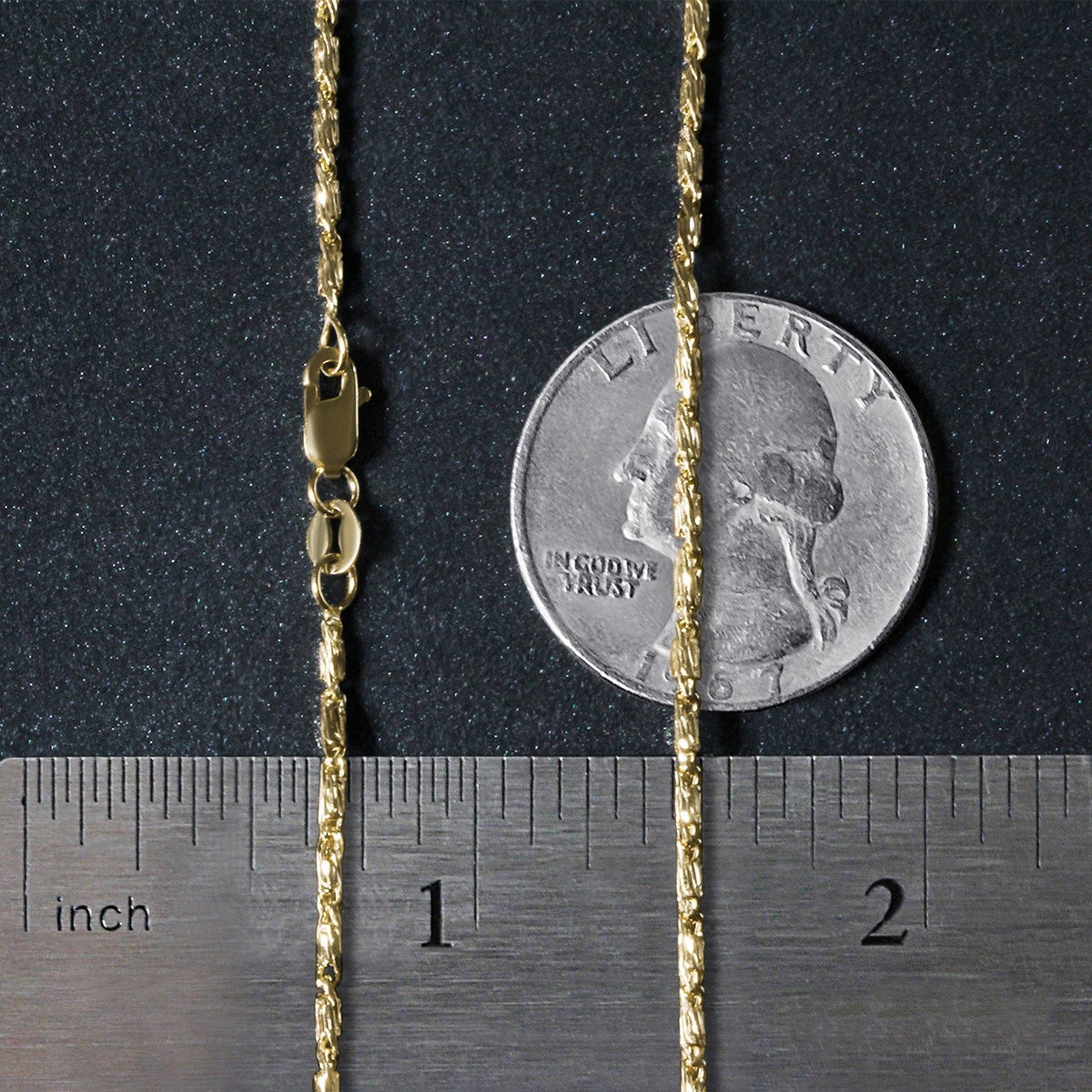 Chaîne pendentif à maillons fantaisie taillés au diamant en or jaune 14 carats (1,5 mm)